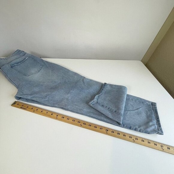 BP. Womens Distressed High Waist Mom Jeans Blue Size 32 Light Wash Denim Pockets - Picture 12 of 12